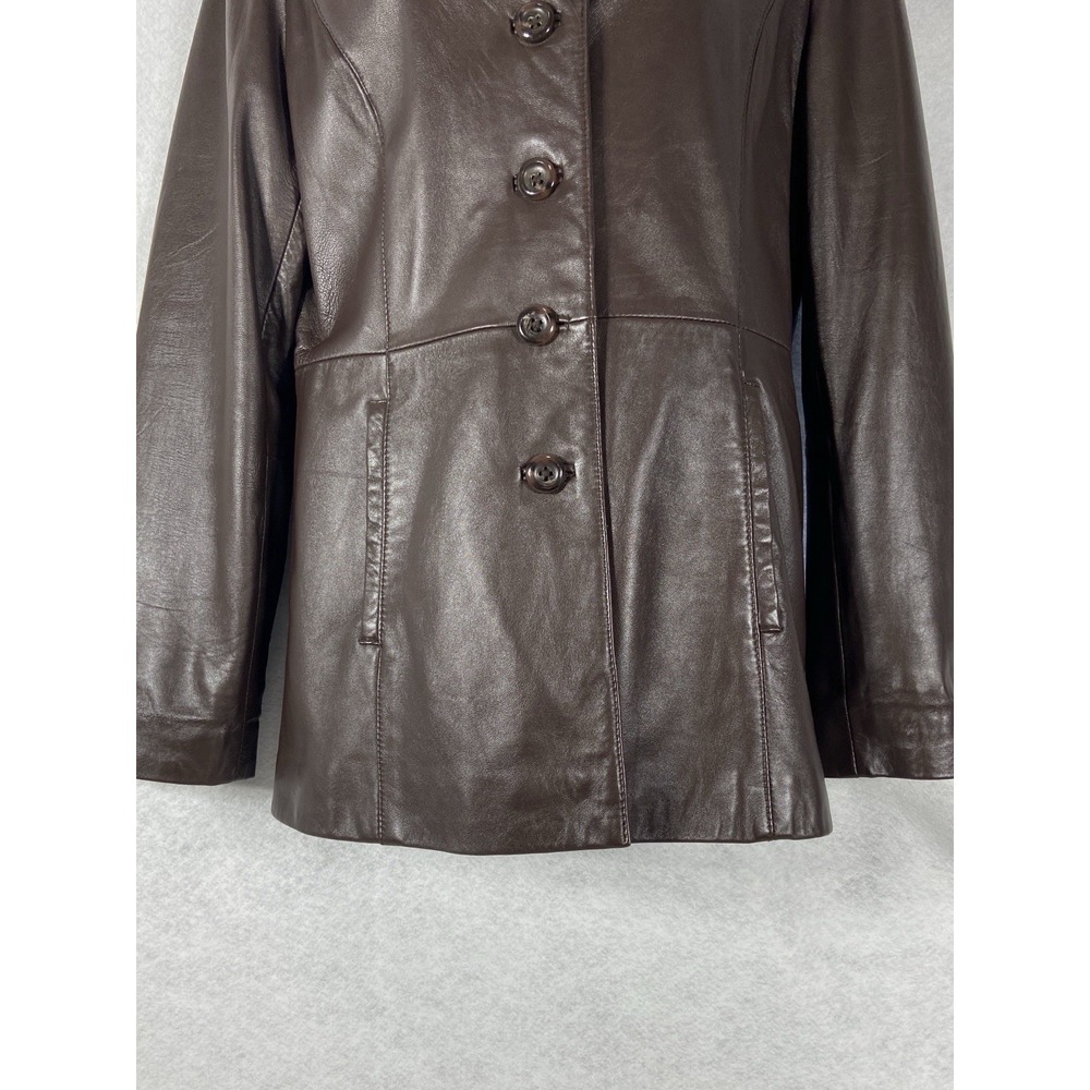 Croft & Barrow Jacket Women's Small Brown 100% Lambskin Leather Long Sleeve - Picture 3 of 12
